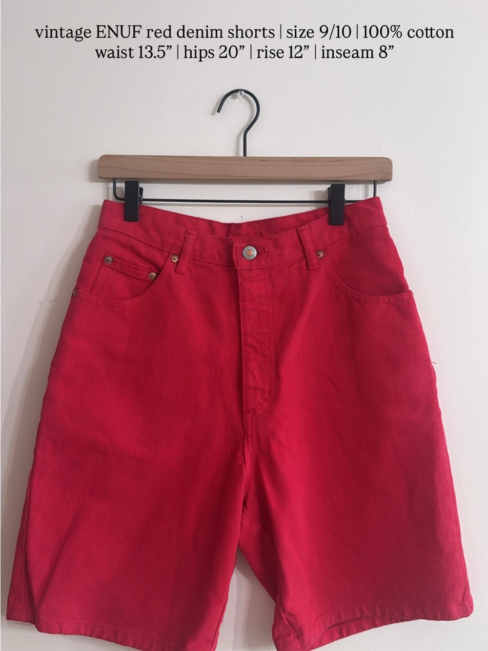 vintage e.n.u.f. red denim shorts - Picture 6 of 6